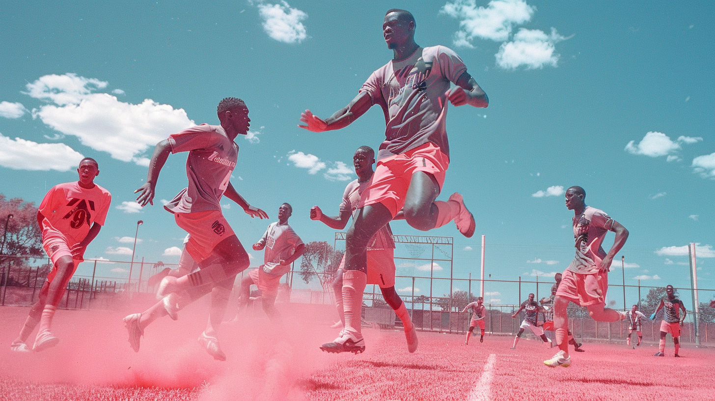 Male soccer players performing high-intensity plyometric exercises